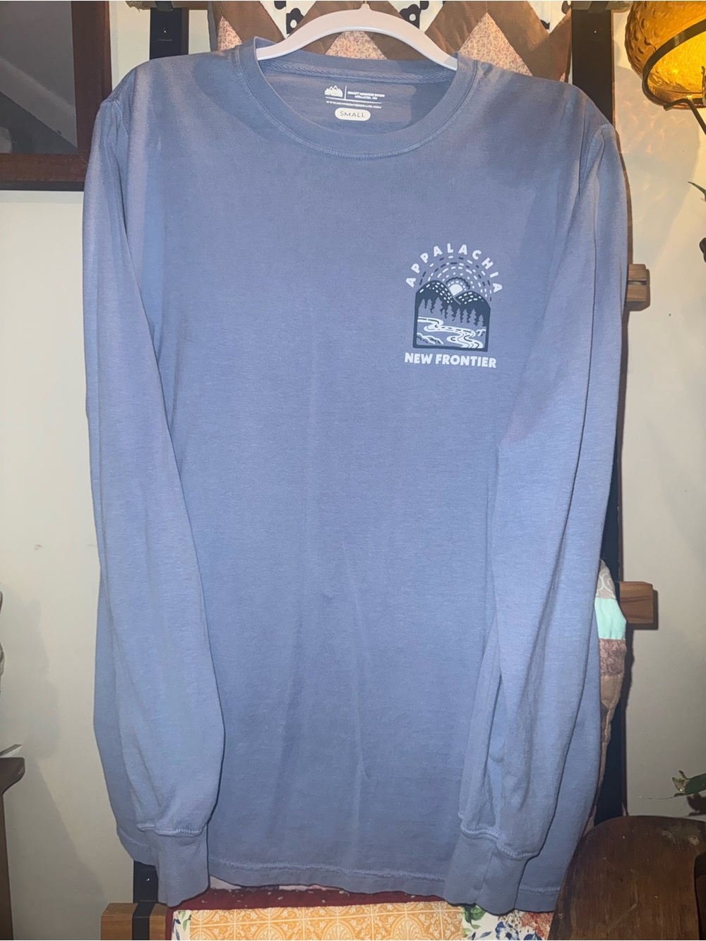 New Frontier Men's Long Sleeve Tee — Slate Blue Graphic